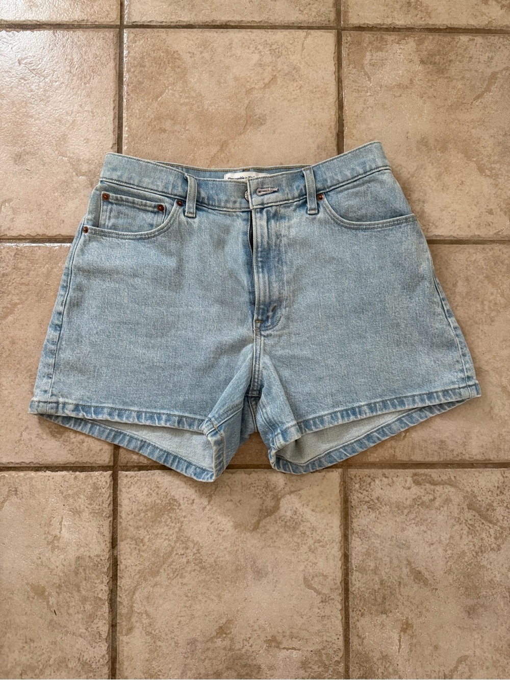 Abercrombie & Fitch Light Blue Denim High-Rise Mom Shorts